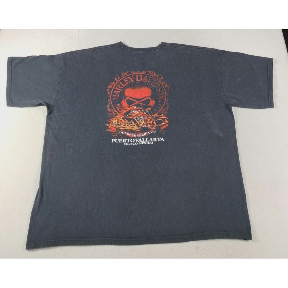 Vintage Yazbek Puerto Vallarta Harley Davidson Shirt Mens 3XL Black Skull Biker